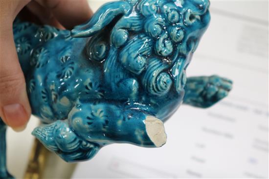 A collection of Chinese turquoise Dogs of Fo